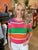Pink Stripe Short Puff Sleeve Sweater(469)