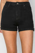 Risen High Rise Cuffed Black Denim Shorts(WRDS6101)