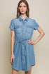 Blue Button Down Shirt Dress(591)