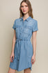 Blue Button Down Shirt Dress(W916)