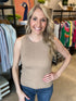 Taupe Ribbed Light Sweater Knit Tank(558)
