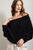 Black Off Shoulder Fuzzy Sweater(W561)