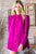Magenta Ruffled Collar Button Up Blouse(W612)