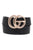 Black faux leather double metal ring buckle belt (WB001)
