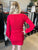 Red Cutout Neck Ribbed Knit Dress(W387)